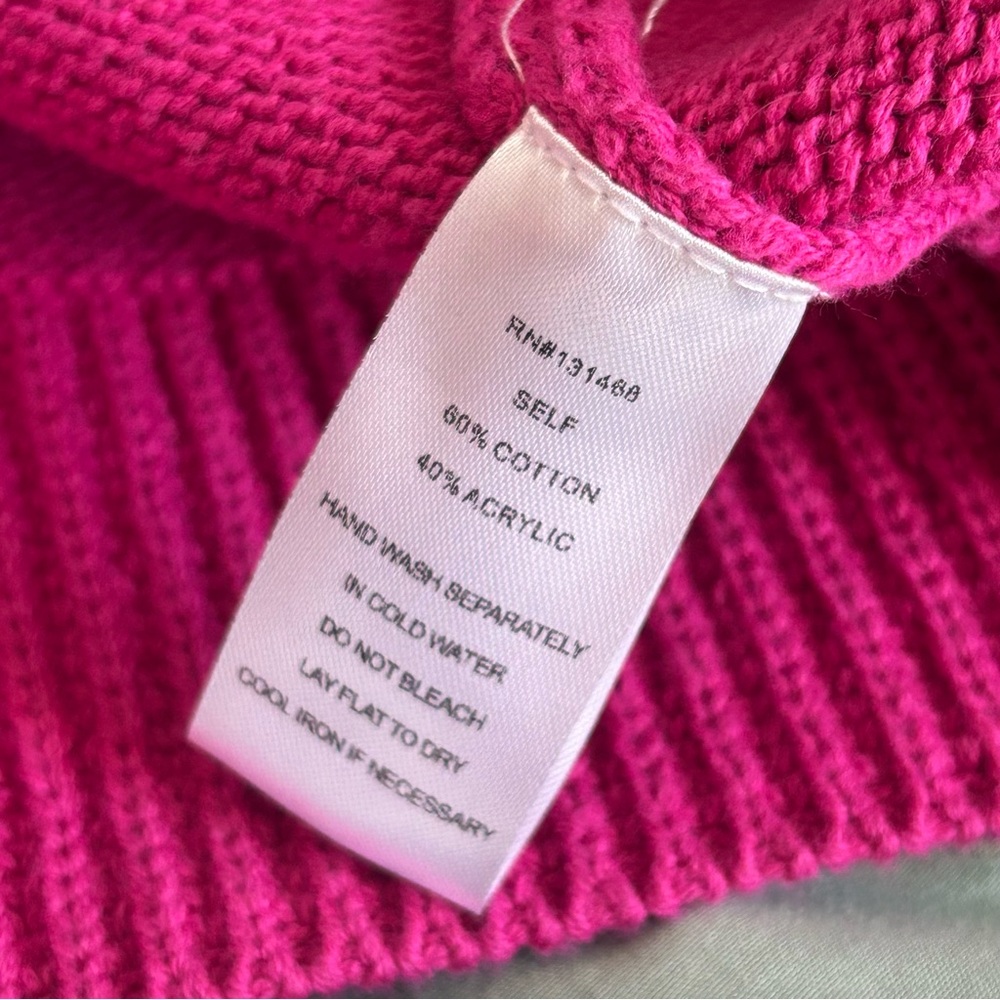 🩷FATE HOT PINK BARBIE CORE HAND KNIT CROCHET BALLOON SLEEVE SWEATER SIZE MEDIUM - Picture 11 of 13